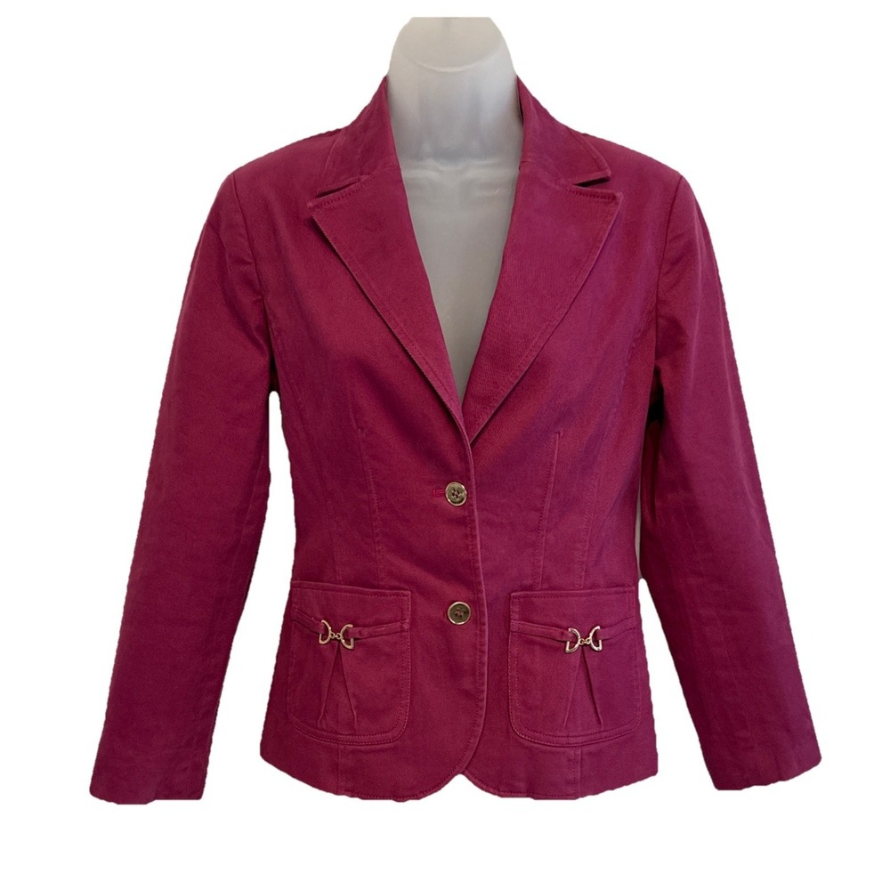 Women's Doncaster Sport Lined Equestrian Jacket Blazer Fuchsia  Denim Size 6